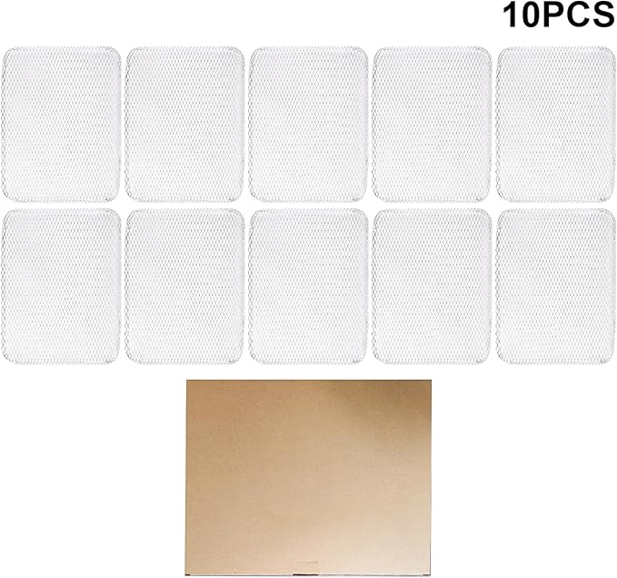 Disposable Grill Toppers, Non-Stick Aluminum BBQ Mat, 10-Pack, 15.3x12 Inches, Silver, Outdoor Grilling Mesh
