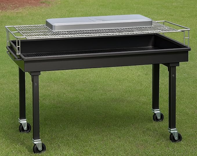 30" Heavy-Duty Stainless Steel Charcoal Grill with Adjustable Grates, Removable Legs & Protective Cover – Commercial Outdoor BBQ Grill for Catering, Events, Restaurants