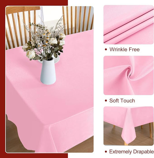 DWCN Pink Tablecloth Rectangle - Waterproof Stain and Wrinkle Resistant Washable Table Cloth, Decorative Fabric Table Cover for Kitchen Dining Room Party and Outdoor Use, 54 x 80 Inch