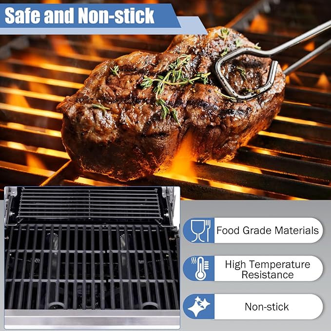 Criditpid Grill Replacement Parts for Charbroil Performance 2 Burner 463630021 463655021 463352521 463660421 463660021, Grill Grates, Heat Plates Shield, Burner and Igniter for Char-Broil Grill Parts