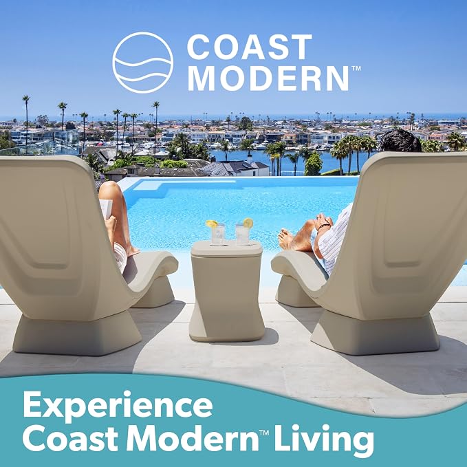 Coast Modern in Pool Lounge Chair - Waterproof & Weighted Chaise Lounger - Outdoor Pool Furniture for Patio or in Baja Shelf - Sand