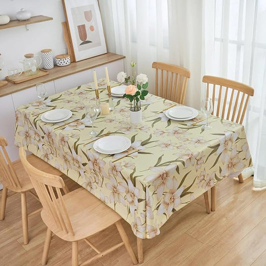 LIBERECOO Heavy Duty Vinyl Tablecloth with Flannel Backing Waterproof Oil-Proof Plastic Table Cloth Stain-Resistant Wipeable Rectangle or Square Table Cover for Indoor and Outdoor 60 x 84 Inch