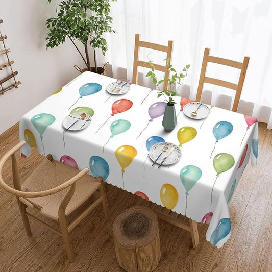 Colorful Balloons Rectangular Tablecloth, Birthday Party Decorations Celebration Table Cloth Washable Tablecloths Decorative Table Cover for Kitchen, Dining, or Parties 54x72 Inches