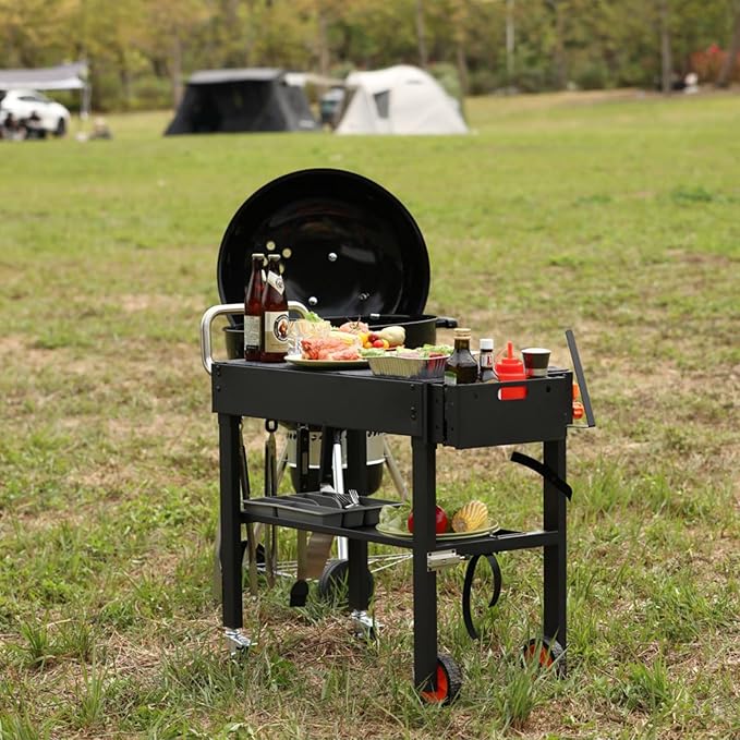Blackstone Griddle Stand, Portable Outdoor Grill Table, Foldable Grill Cart With Wheels Fit 22 Inch or 17 Inch, Camping Folding Pizza Oven Tables Fit Ninja Grill and Weber,Blackstone Table