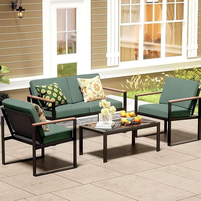 8Pcs Patio Cushion Covers, Outdoor Stretch Cushion Covers, Washable | Stretch Fit, Replacement, Washable and Reusable Furniture Protectors, Fits most patio furniture cushion covers, Cover Only