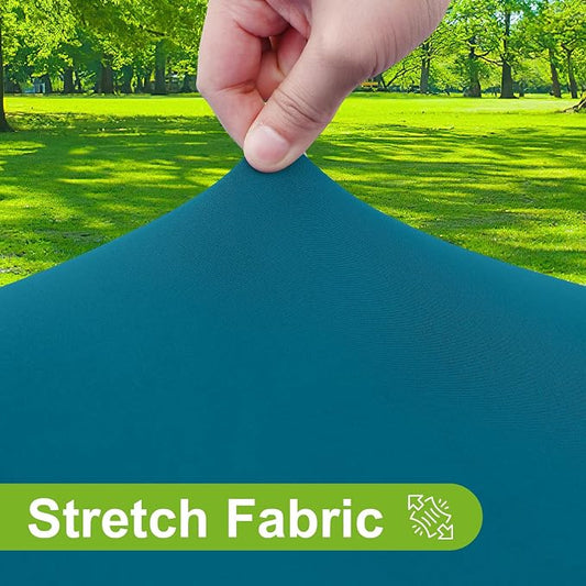 Smiry Round Spandex Tablecloth, Elastic Fitted Washable Tablecloths for 36"-44" Tables, Waterpoof Stretch Picnic Table Cover for Dining, Indoor and Outdoor, Peacock Blue