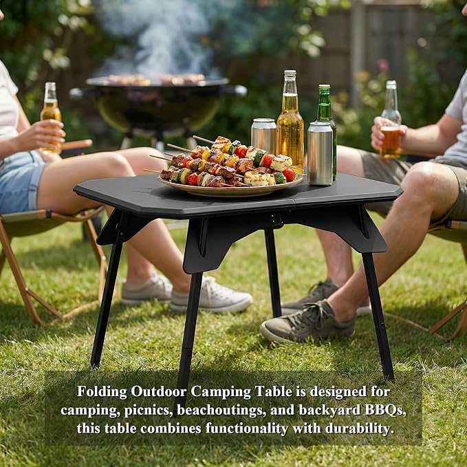 LiveGo Foldable Camping Table, Lightweight Folding Outdoor Table with Aluminum Legs, 2 in 1 Adjustable Height Portable Folding Table for Beach, Picnic, Grilling, Hiking & Fishing Indoor Outdoor