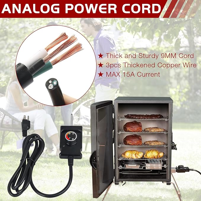 1500 Watt Heating Element for Masterbuilt Electric Smoker Parts Analog Control with Thermostat Power Cord Controller 30-inch Grill Replacement Accessories 20070210 MB20070210