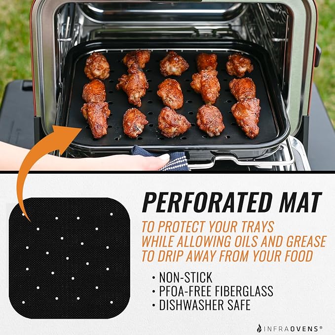 Reusable Liner Accessories and Cooking Guide Cheat Sheet for Ninja Woodfire Pizza Oven 8-in-1 Outdoor Smoker with Anti-Burn Rack Puller Stick OO100 OO101 OO101B Non-Stick Grill Mats by INFRAOVENS