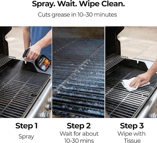 Kona Safe/Clean Grill Cleaner Spray - Now 40% More Cleaning Power, Heavy Duty No-Drip Gel, Eco-Friendly, Food Safe, BBQ Grate Degreaser, Biodegradable, Made in Michigan USA - 23oz