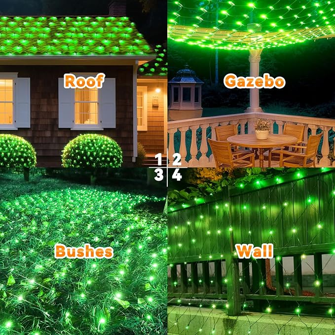 LitHome 21FT x 5FT Christmas Net Lights Outdoor Mesh Lights Connectable | 8 Modes 360 LED Halloween Green Net Light for Bushes, Giant Mesh Light Waterproof for Christmas Garden Party Roof Decor