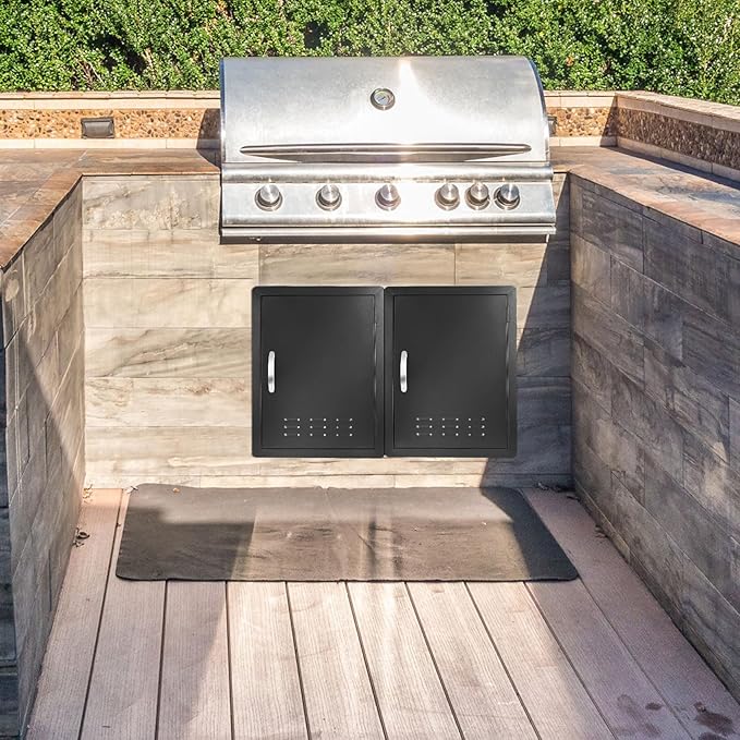 Stanbroil BBQ Outdoor Kitchen Door, Black Steel Single Vertical Access Door Perfect for Outdoor Kitchen, BBQ Island, Grilling Station -17 1/4" by 24 1/4"