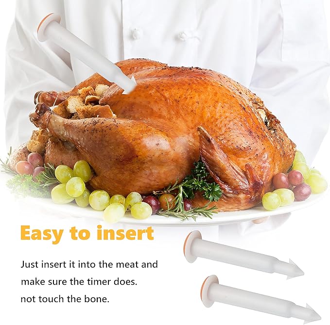 Turkey Baster Set w/Timer and Lacer – Stainless Steel Turkey Baster with Silicone Bulb, 2xPump Flavor Injectors, Silicone Brush, Pop-Up Timer, Turkey Lacer and Cleaning Brush, A Must For Thanksgiving