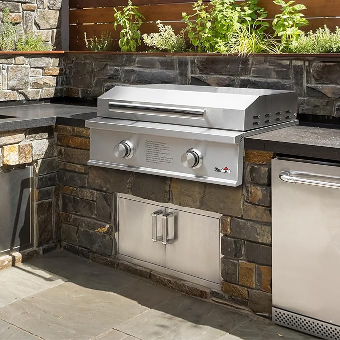 Stanbroil 28-Inch Premium Built-In Natural Gas Griddle for Outdoor Kitchen Grill, Durable Stainless Steel 2-Burner Flat Top Grill with Lid for BBQ Island, 34,000 BTUs