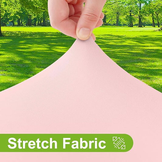Smiry Round Spandex Tablecloth, Elastic Fitted Washable Tablecloths for 36"-44" Tables, Waterpoof Stretch Picnic Table Cover for Dining, Indoor and Outdoor, Pink