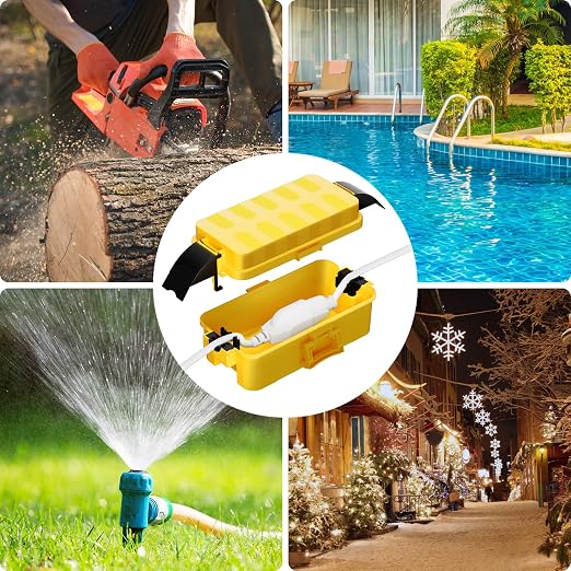 Flemoon IP55 Small Outdoor Electrical Box Waterproof, for Power Strip | Inner 5.9 x 3.2 x 1.8inch, Extension Cord Cover with Detachable Awning Covers for Plug, Outlet, Holiday Lights, Yellow
