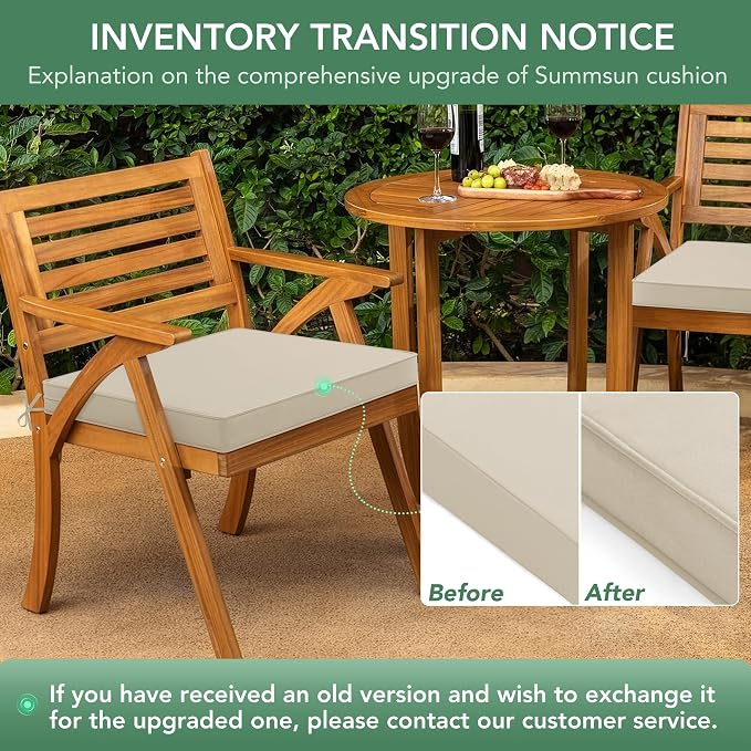 Outdoor Chair Cushions Set of 2: Waterproof & Fade Resistant Seat Cushion for Patio Furniture - 18.5 x 16 x 2 Inch Chair Pads with Ties and Hidden Zipper - Patio Chair Cushion Replacement, Beige