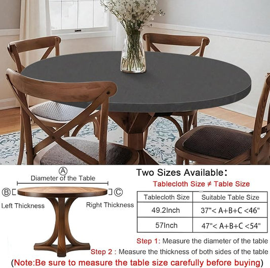opstellen Fitted Dark Grey Black Round Tablecloth for 40-44" Tables Modern Non Slip Water Proof Table Cover Spring Autumn Outdoor Garden Accessories College Dorm Stuff Apartment Storage Cool