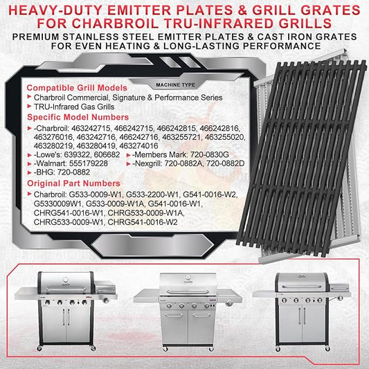 G533-0009-W1 Emitter Plates & Cooking Grates for Charbroil Commercial TRU-Infrared 4 Burner 466242716 463276016 463257520 466242815 463242716 463242715 463255020 466242715 463255721 G533-2200-W1