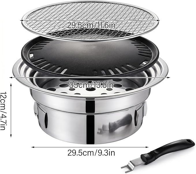 Korean Grill Korean Bbq Grill Portable Charcoal Grills With Non stick Pan & Net Small Indoor/outdoor Charcoal