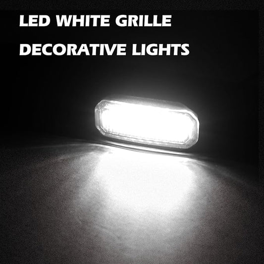 MAIKER White LED Grille Lights Compatible with 2024-2025 Jeep Wrangler JL JLU & Gladiator JT Original Factory Grille, 5PCS Front Grille Lights