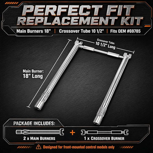 Uniflasy 69785 18 Inch Grill Burner for Weber Spirit I & II 200 Series Spirit E-210 E-220 Spirit S-210, S-220 Gas Grills with Up Front Control Tube Pipe 304 Stainless Steel