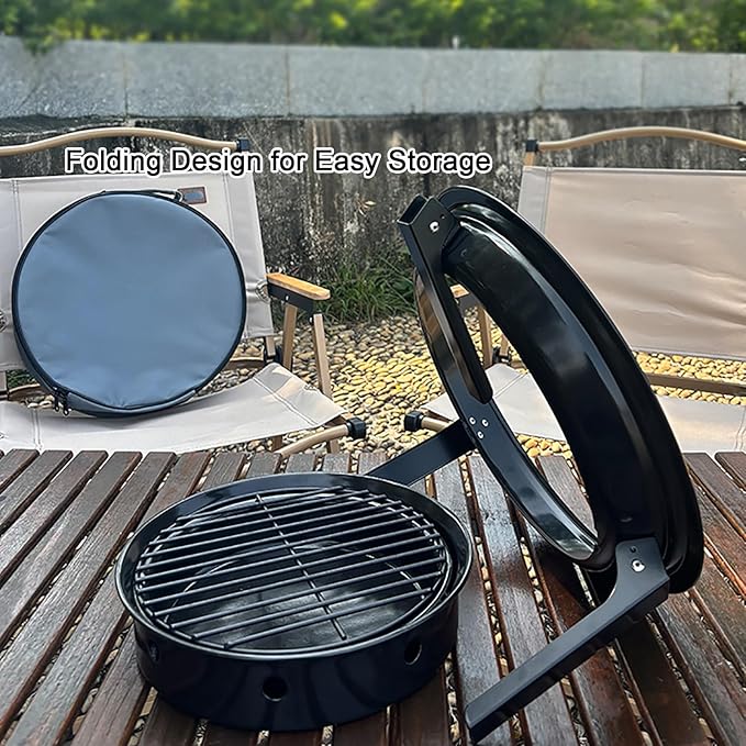 Portable Charcoal Grill, Outdoor BBQ Grills, Foldable, with Carry Bag, for Garden Picnic/Camping/Home Bonfire/Party