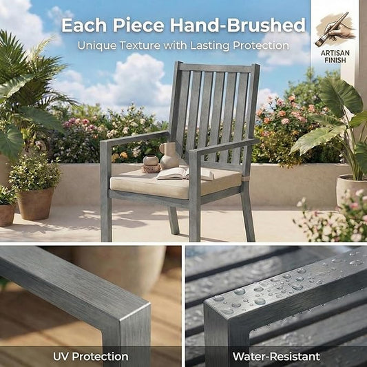 RoyalCraft Aluminum Outdoor Patio Chairs Set of 6, Outdoor Chairs with Waterproof Cushions, Outdoor Dining Chairs with Armrests, Metal Patio Furniture Set for Porch, Balcony, Deck, Backyard, Grey