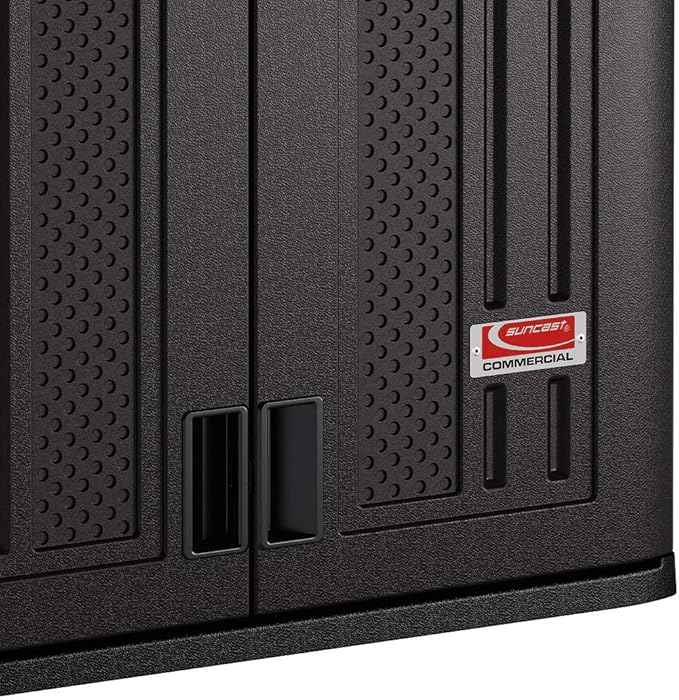 Suncast Commercial 4 Cubic Ft. Heavy-Duty Resin Wall Cabinet with Adjustable Metal-Reinforced Shelf, and Lockable Handles for Indoor and Outdoor Storage, Black, Made in the USA