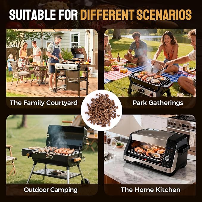 Harmos 4- Wood Pellet Spanish BBQ Pirate Barbecue, Hardwood pellets for Smokers and Backyard barbecues, sealable Bags, 2 Packs