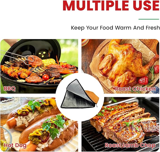 BBQ Blanket for Resting Meat with Smoking Guide,Rusable Wide Mouth Insulated Resting Bag for Turkeys/Pork Shoulders/Brisket, Smoker Accessories Gifts for Father Dad Husband (21 inches Large Capacity)