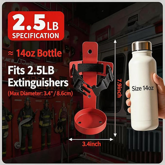 2 Pack Fire Extinguisher Mount for 2.5LB, Heavy Duty Quick Release Metal Wall Mount Bracket, Mini Holder for 2.5 Pound Extinguishers