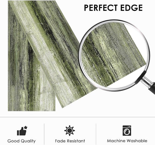 Emvency Farmhouse Table Runner, Vintage Olive Green and Grey Abstract Art Painting for Kitchen Coffee Table Family Dinners Holiday Parties Wedding Events Decor(13x72 inch)