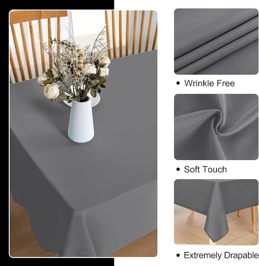DWCN Rectangle Tablecloth - 54 x 120 Inch - Waterproof Stain and Wrinkle Resistant Washable Table Cloth, Decorative Fabric Table Cover for Kitchen Dining Room Party and Outdoor Use, Light Grey