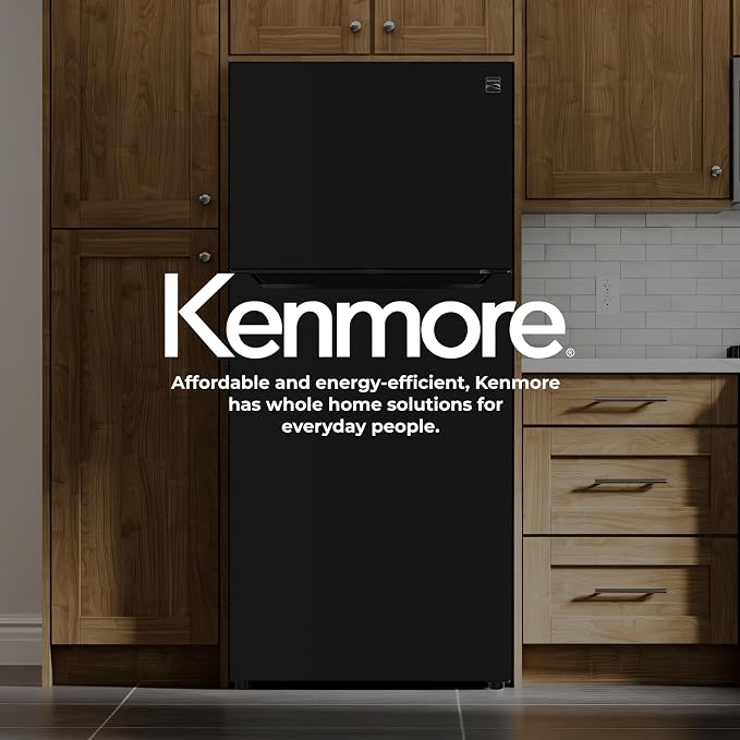 Kenmore 25 cu. ft. 33" Wide Top Mount Refrigerator - Black | Adjustable Glass Shelving, Humidity-Controlled Crispers, Gallon Door Bins, LED Lighting, ENERGY STAR Certified