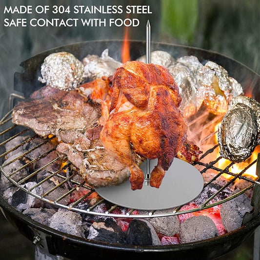 Vertical Skewer Grill - Stainless Removable Vertical Brazilian Barbecue Grilling Rack Meat Spit - Perfect for Steak, Whole Chickens, Whole Fish, Large Meat, 1Pack