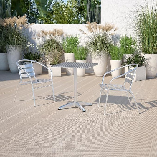 Flash Furniture Mellie 23.5'' Square Aluminum Indoor-Outdoor Table with Base