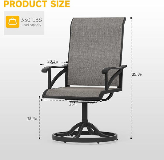 DWVO Swivel Patio Chairs Set of 12, Premium Outdoor Swivel Chairs with High Back Support & Weather-Resistant Fabric, Heavy Duty Patio Swivel Chair for Porch Garden Deck, 360 Degree Rotation, Brown