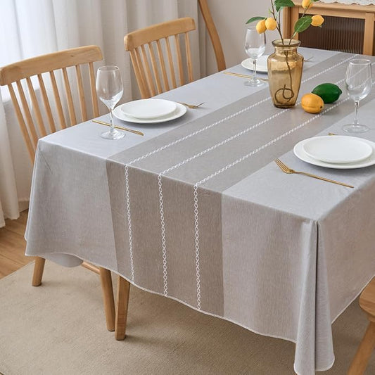 NLMUVW Vinyl Tablecloth with Flannel Backing Square, 100% Waterproof Grey Print PVC Table Cloth Oil Proof Wipe Clean Table Cover for Dining Party Camping Outdoor, 48 X 48 Inch