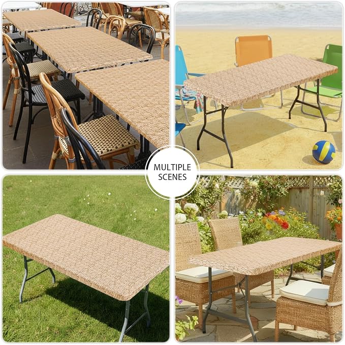 Smiry Spandex Fitted Tablecloth for 5 Foot Rectangle Tables, Washable Picnic Table Cover with Elastic, Stretch Reusable Table Cloth for Outdoor, Camping, Dining & Kitchen (Weave, 30"x60")