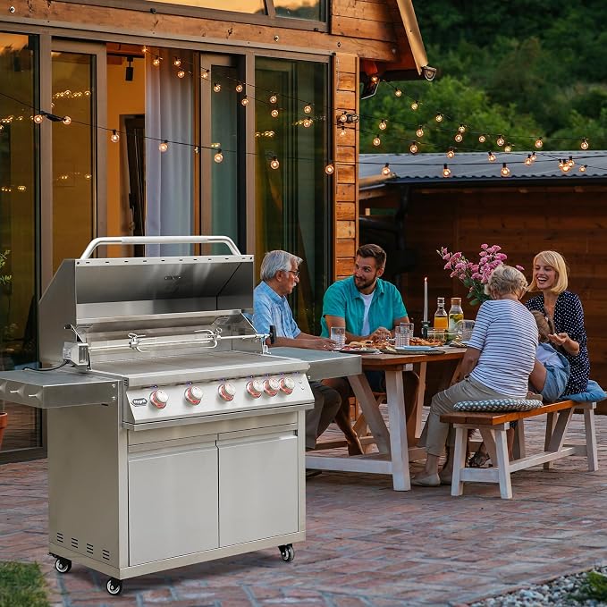 Hygrill Rotisserie Kit for All Hygrill 5-Burner Built-in Gas Grills | Grill Rotisseries with Motor, Spit Rod, 2 x 4-Prong Forks, Complete Holders, and Fixing Screws