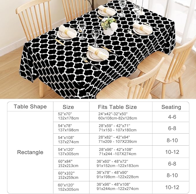 Smiry Oval Table Cloth, Waterproof Vinyl Tablecloths with Flannel Backing for Oval Tables, Wipeable Spillproof Plastic Tablecloth for Dining, Camping, Indoor and Outdoor (60"x84", Black)