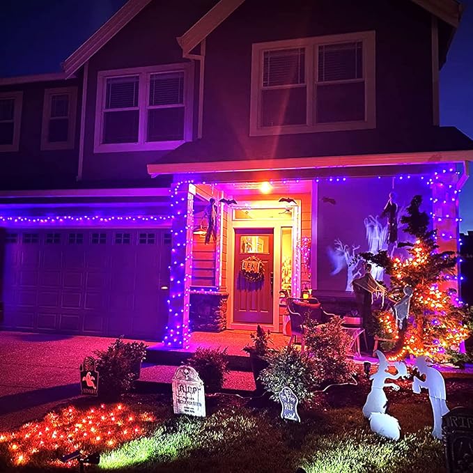 JMEXSUSS 250 LED Orange to Purple Christmas String Lights Indoor Outdoor Waterproof for Garden Patio Party Halloween Christmas Decorations
