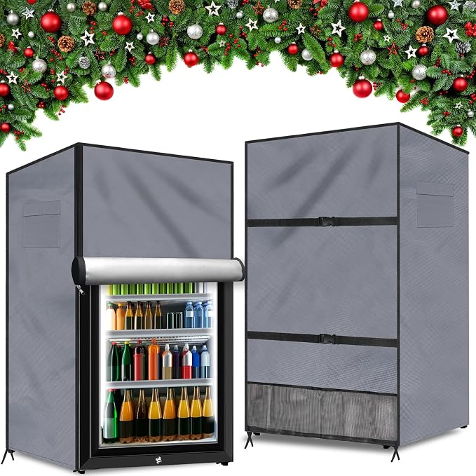 Outdoor Refrigerator Cover Outdoor Dustproof Freezer Covers for Protecting Upright Freezers/Beverage Refrigerator Compact 3.0 Cubic Foot Freezer (Silver-22" x 23" x 34")