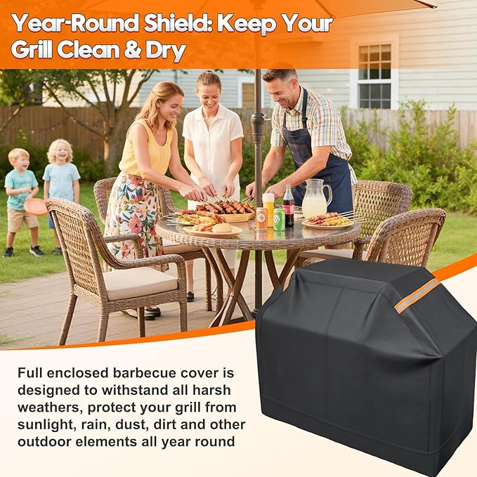 Patented Fully Enclosed Grill Covers for Outdoor Grill 2-in-1 Heavy Duty Barbecue Grill Cover 600D Waterproof Animal-Proof BBQ Cover Outside Fits Weber (48 Inch Full Enclosed Grill Covers 2-in-1)