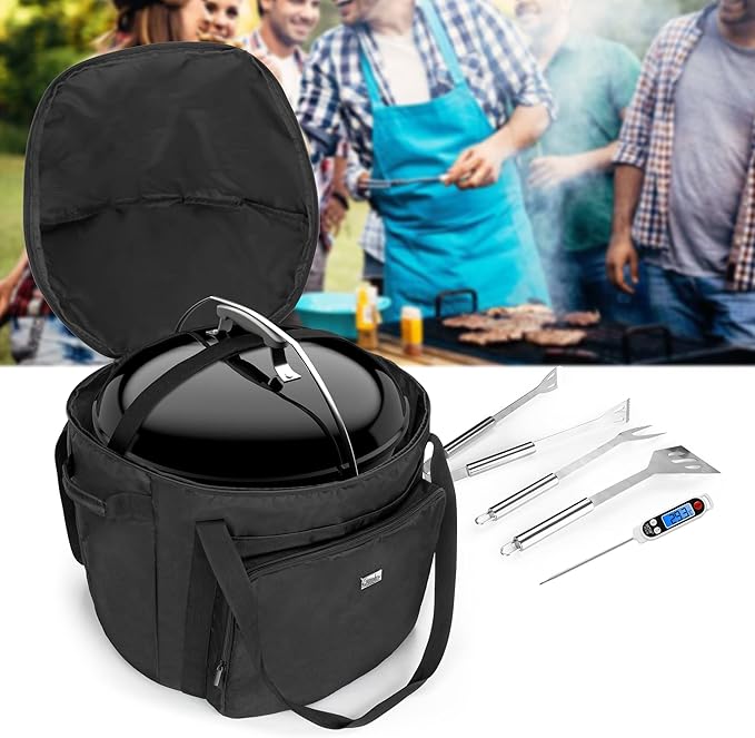 SAMDEW Portable Grill Carry Bag Compatible with Weber Jumbo Joe 18 Inch Charcoal Grill, Grill Cover Compatible with Jumbo Joe 18 in Portable Grill, with Pocket and Handle, Bag Only (Patented Design)