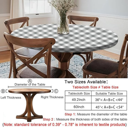 opstellen Fitted Round Tablecloth Wipe Clean Table Cloth Vinyl Inside Outside Circle Cover for 45-54" Tables Dining Kitchen Family Festival Items Gifts Summer Fall Patio Picnic Camp Garden Essential