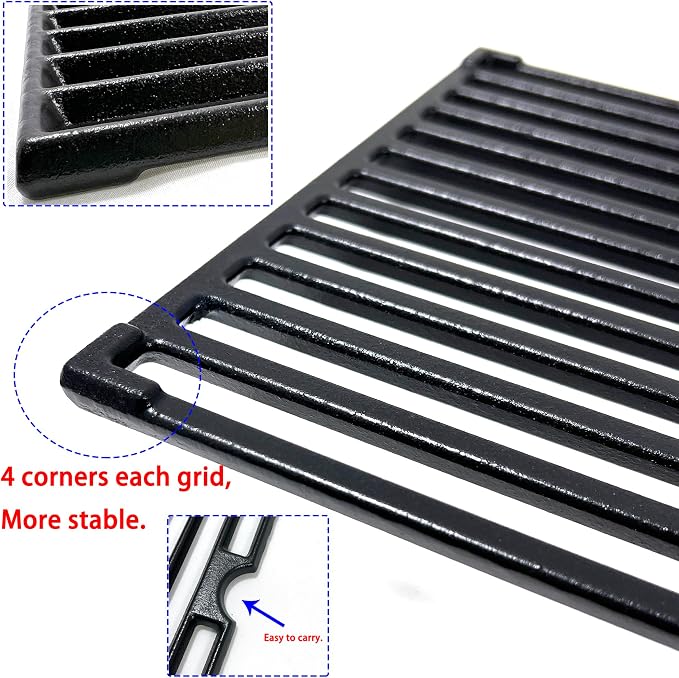 DC147 Cast Iron Cooking Grates for Kenmore PG-40611SOL 146.23678310 146.16132110 146.16153110 for Charbroil 463230512 463230112, Grill Replacement Parts for Dyna glo DGF493BNP DGF493PNP