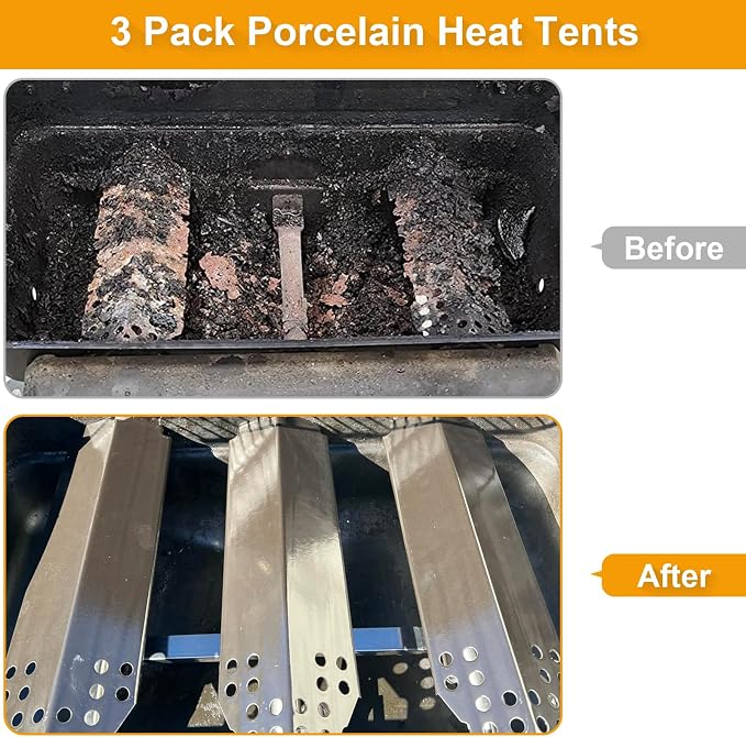 BBQ-PLUS Grill Replacement Parts for Char-Broil Classic 360 3-Burner 463773717 Gas Grill G320-0200-W1A Grill Burner G215-0203-W1 Heat Tent Stainless Steel Cooking Grate Adjustable Crossover Tube