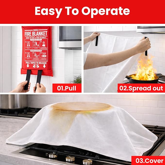 Fire Blanket for Home and Kitchen,40" x 40",4 Pack,Emergency Fire Blanket
